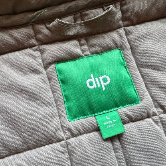 Dip Army Green Quilted Sleeveless Zip Front Vest sz Large - Picture 6 of 7